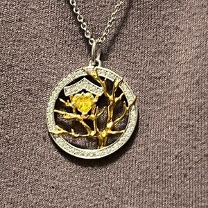 Gold and Silver Tree Design Necklace